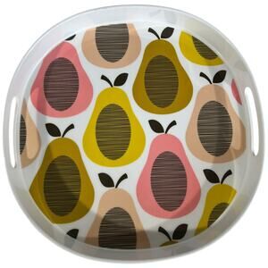 Orla Kiely Round Melamine Serving Tray Orange and Pink Pear Platter